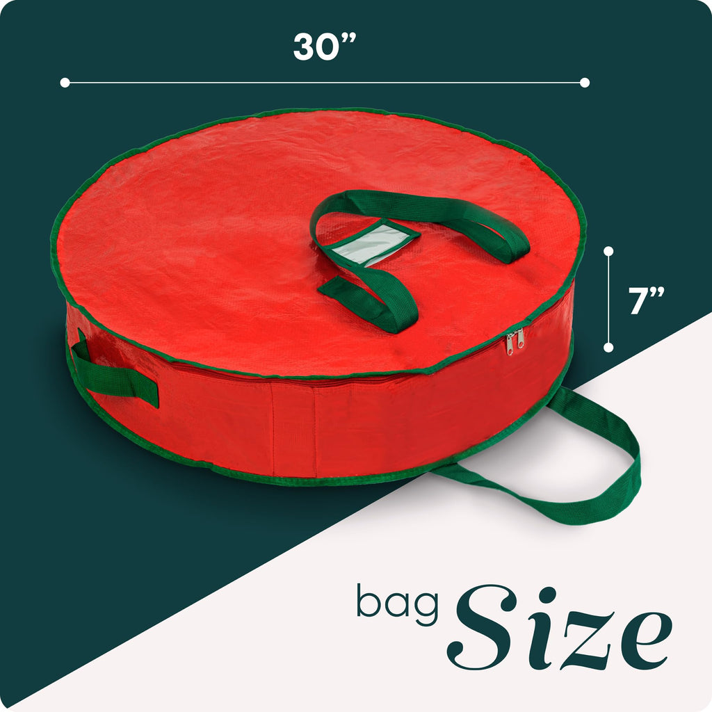 Handy Laundry, Christmas Wreath Storage Bag - Durable, Tarp Material, Zipper, Sturdy Carry Handles, Pest Protection - Ideal Home, Garage Organization For Seasonal Holiday Wreath Decorations. (30')