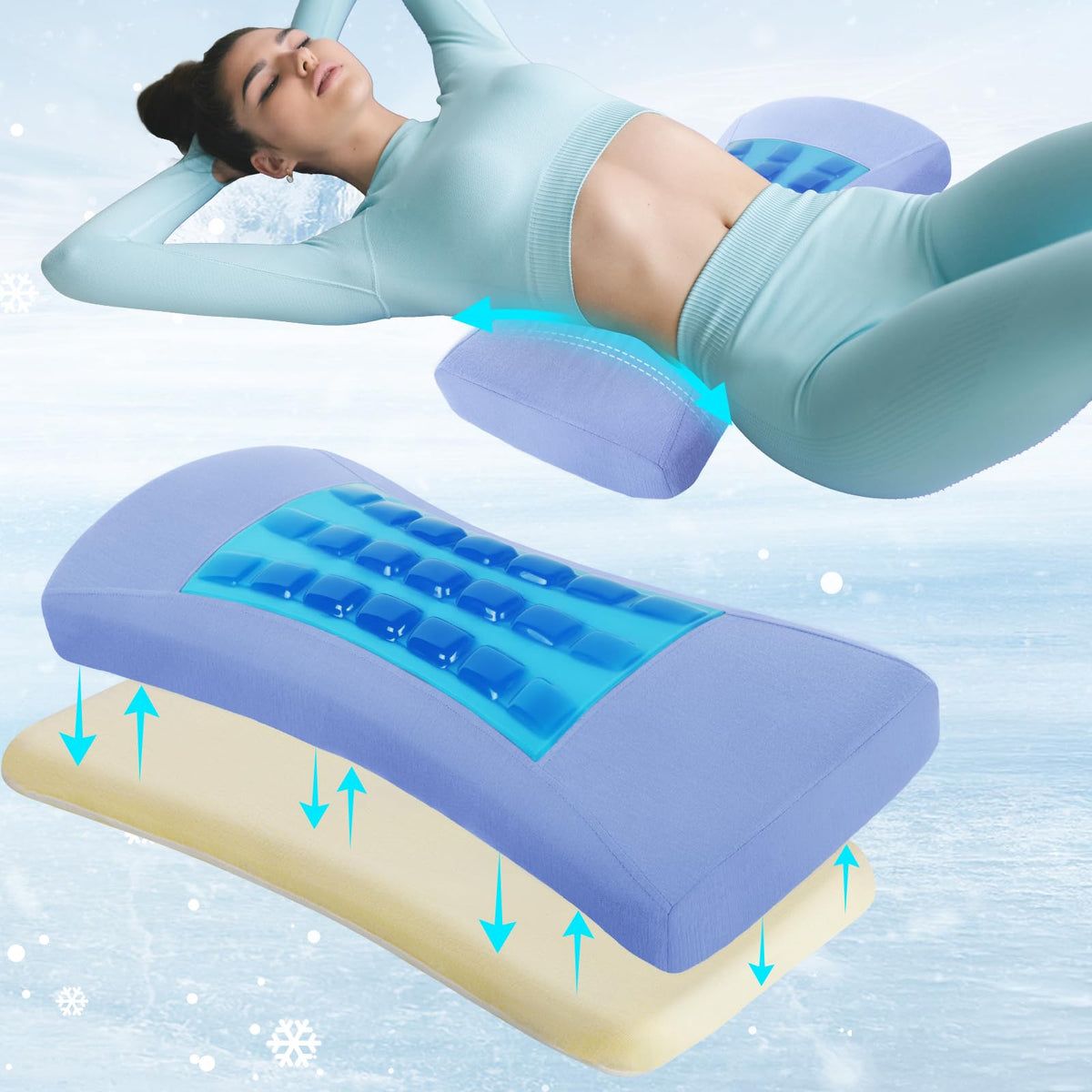 Vamorry Lumbar Support Pillow For Bed Relief Lower Back Pain With Cooling Gel: Sciatica Lower Back Pillow For Sleeping-Memory Fo