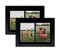 Golden State Art, Set of 2, 8.5x11 Black Wooden Picture Frame - Black Mat for 2-5x7 Photos or 8.5x11 Certificate Without Mat - R