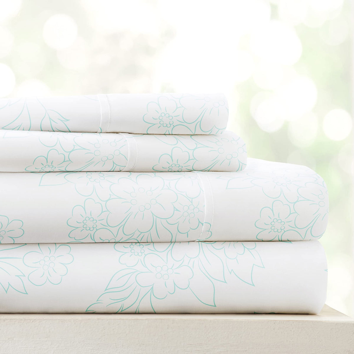 Simply Soft 4 Piece Sheet Set Vines Patterned, Full, Aqua (Ss-4Pc-Vine-Full-Aq)