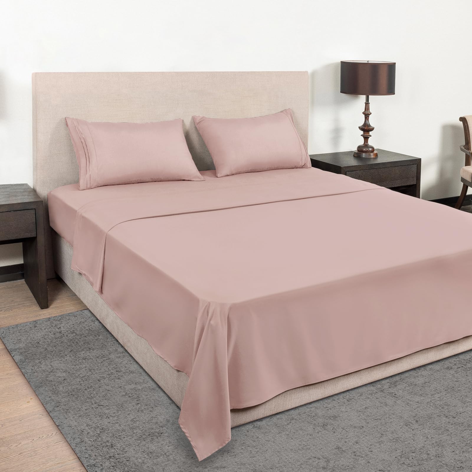 Mejoroom King Size Bed Sheet Set - Hotel Luxury 1800 Bedding Sheets & Pillowcases - 16'' Deep Pocket Fitted Sheet, Soft, Breatha