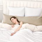 Phf Ultra Soft Waffle Weave Body Pillowcase 20' X 54', No Insert, Breathable & Skin-Friendly Body Pillow Sham With Zipper, Decorative Waffle Weave Body Pillow Cover, Khaki