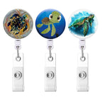 Retractable Badge Holders, Cute Nursing Badge Reel, Badge Clip Id Card Holders (3Pack Cute Turtle)