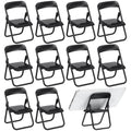 DOITOOL Mini Folding Chair Phone Stand Holder: 12 PCS Doll House Folding Chair Models 1:6 Scale Miniature Foldable Chairs Mini P