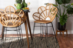 Baxton Studio Garan Natural Brown Rattan and Black Metal Counter Stool