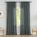 120 Inches Extra Long Linen Curtain Panels Pair Living Room Back Tab Farmhouse Light Filtering Semi Sheer Boho Linen Curtains 10 Ft Long Floor To Ceiling Large Window Patio Sliding Door,Charcoal Grey