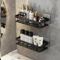 Jofix Adhesive Bathroom Shelf For Wall, Multipurpose Wall Mounted Bathroom And Kitchen Organiser Without Drill (Black, Pack Of 2