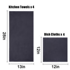 Homaxy 100% Cotton Kitchen Towels And Dishcloths Set, 12 X 12 Inches And 13 X 28 Inches, Set Of 8 Bulk Kitchen Towels Set, Ultra