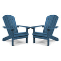 Adirondack Chairs Set Of 2 Plastic Weather Resistant, Outdoor Chairs 5 Steps Easy Installation, Like Real Wood, Widely Used In Outdoor, Patio, Lawn, Fire Pit, Deck, Outside, Garden Chairs (Navy Blue)