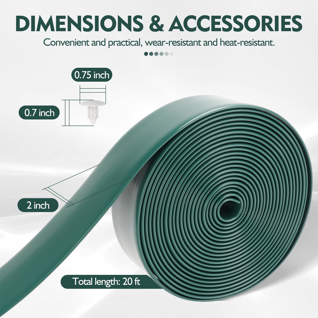 Lukloy 2' Wide Vinyl Straps For Patio Chairs Repair 20Ft Long Patio Garden Furniture Replacement Straps With 20 Rivets, Dark Green
