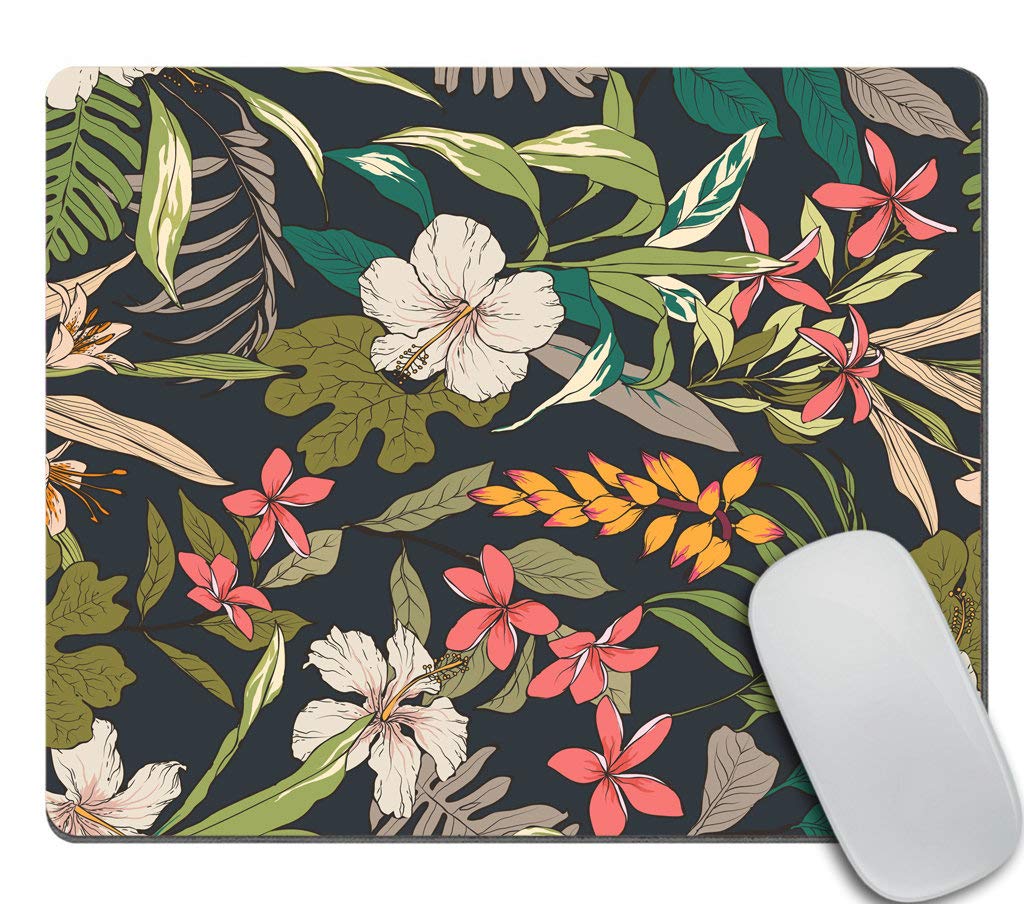 Amcove Mouse Pad Tropical Print Office Present Mouse Mat Hawaiian Mouse Pad Floral Print Mousepad Mousemat Desk Accessories