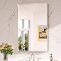 Keonjinn Brushed Nickel Mirror 24    x 36    Silver Bathroom Mirror for Over Sink, Rounded Rectangle Farmhouse Vanity Mirror wit