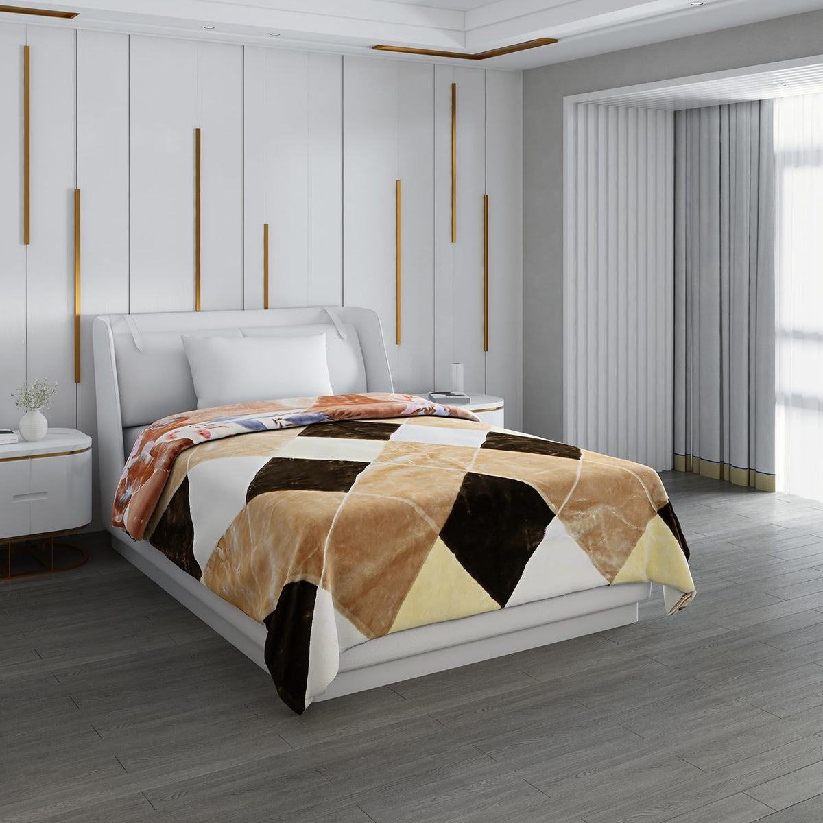 Monte Carlo Winter Single Bed Blanket (160 X 220) Galaxy 2 Ply 852 GSM | 3 KG (Width 1.60 M X Length 2.20 M) White Brown