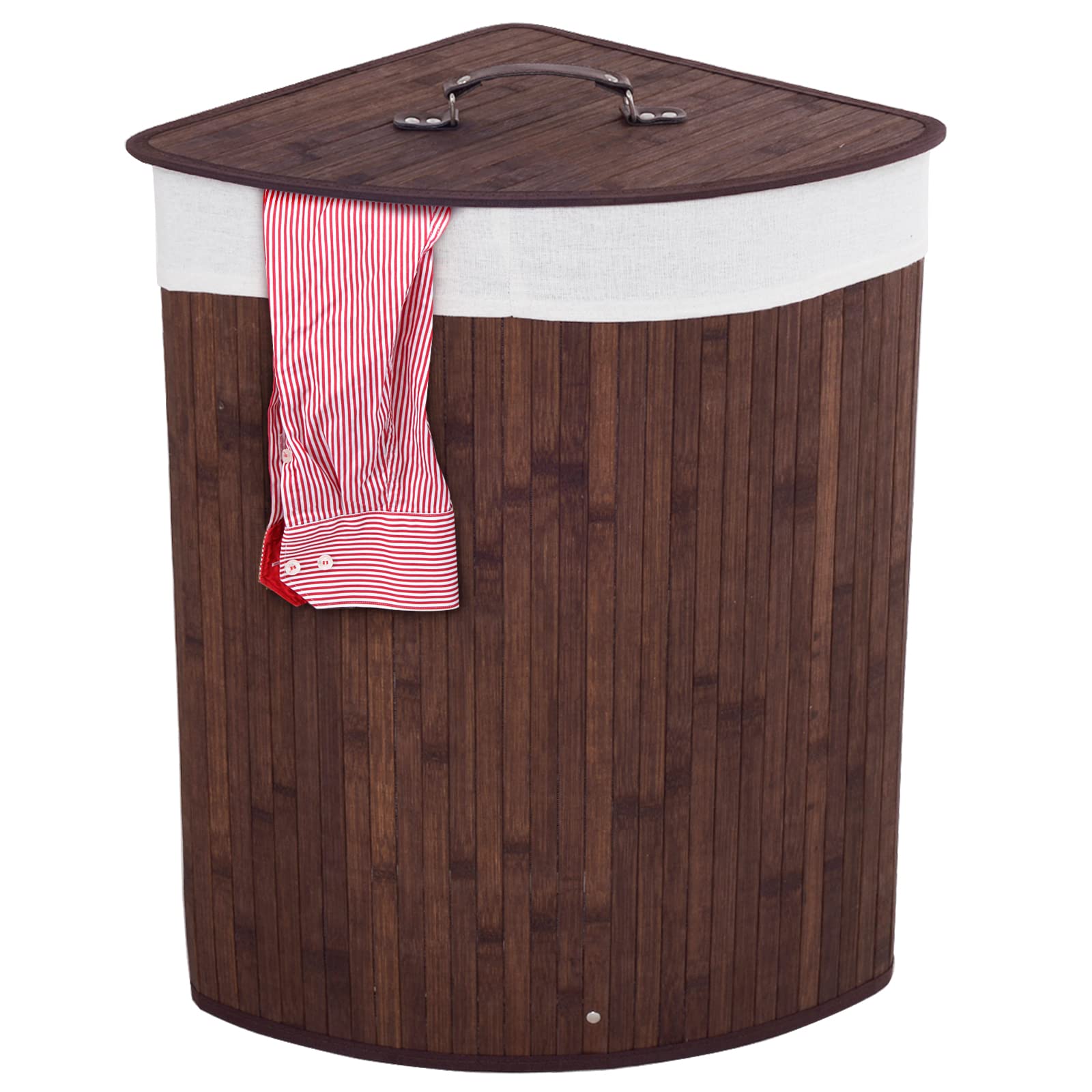 Julimoon Laundry Hamper with Lid, Bamboo Laundry Basket with Removable Liner and Handle, Clothes Basket for Laundry Organize, Cl