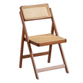 Furlide Rattan Folding Chair, Modern Mid Century Dining Chairs Set Of 1, Comfy Outdoor Bamboo Chairs For Bedroom Living Room Rea