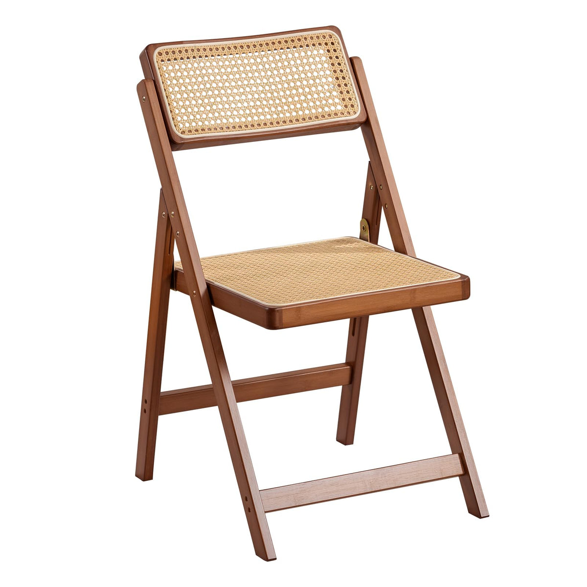Furlide Rattan Folding Chair, Modern Mid Century Dining Chairs Set Of 1, Comfy Outdoor Bamboo Chairs For Bedroom Living Room Rea