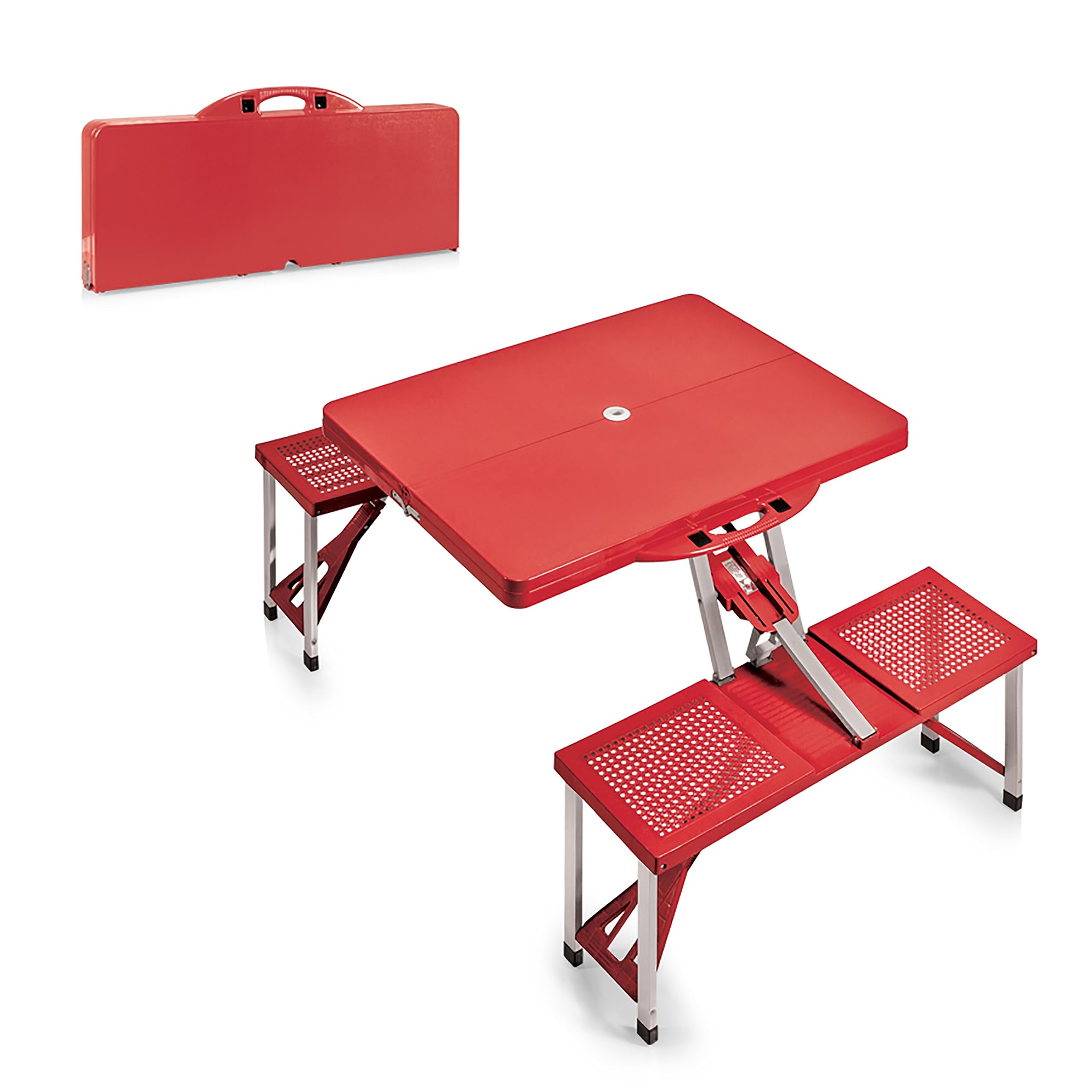Oniva - A Picnic Time Brand - Folding Picnic Table - Camping Table - Outdoor Table With Umbrella Hole, (Red), 36.2' X 18' X 5.
