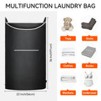 Kingsuslay 36''X 22'' Xl Hanging Laundry Hamper, Black Hanging Hamper Bag With Large Openging,Over Door Hamper And Hanging Laund