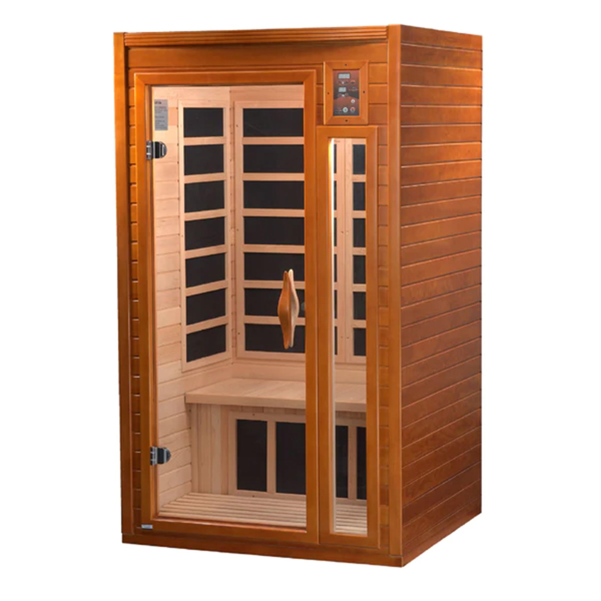 Dynamic Barcelona 1 To 2 Person Hemlock Wood Low Emf Far Infrared Sauna For Home With Led Control Panel And Tempered Glass Door