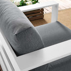 Modway Tahoe Modern Fabric/Aluminum Outdoor Armchair In Charcoal/White