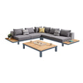Armen Living Polo Outdoor Set In Dark Grey And Grey Powder Coat Finish