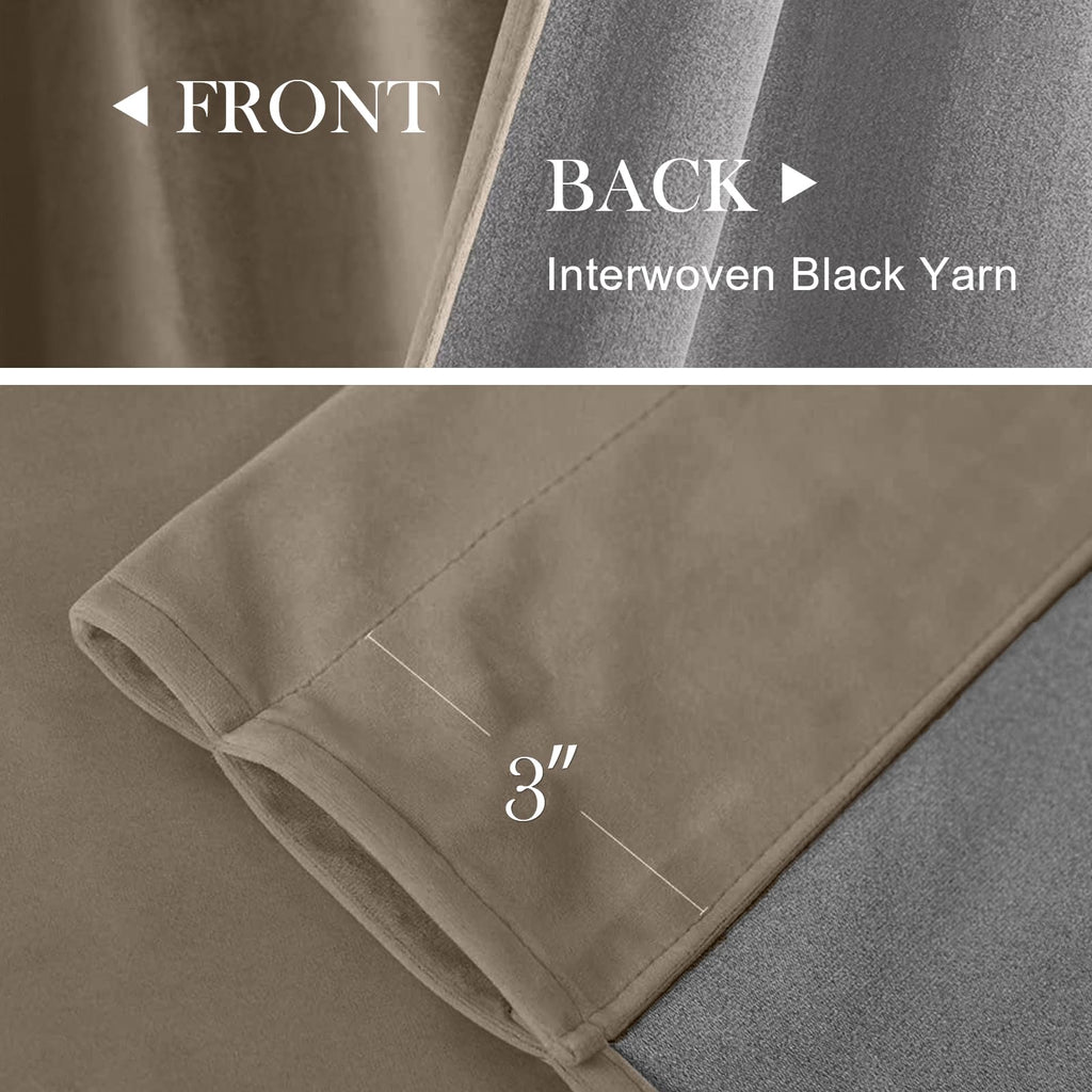 Lazzzy Tan Velvet Curtains Room Darkening Thermal Insulated Curtains 84 Inch Length Soundproof Noise Reducing Drapes For Bedroom Living Privacy Home Decor Rod Pocket, 2 Panels