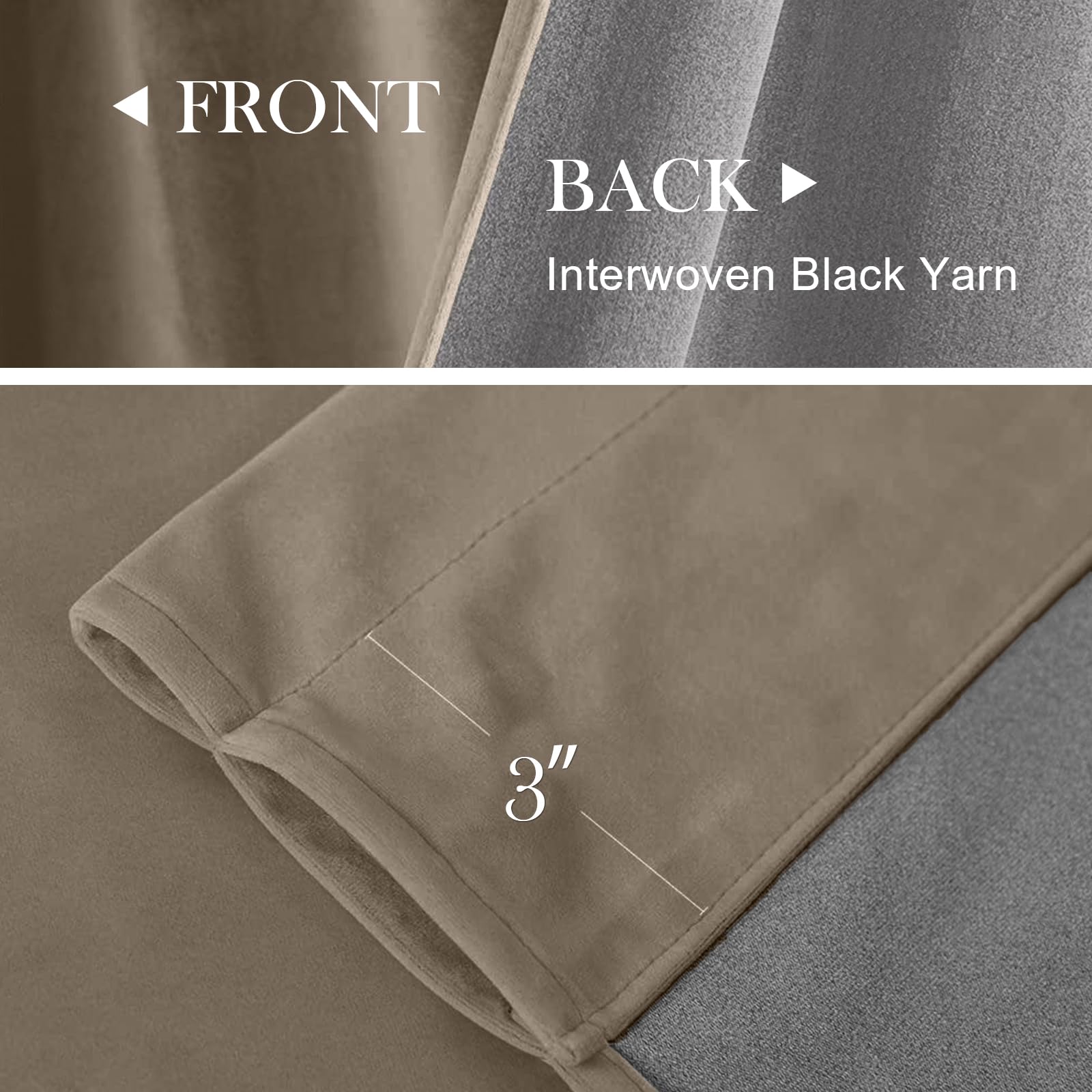 Lazzzy Tan Velvet Curtains Room Darkening Thermal Insulated Curtains 84 Inch Length Soundproof Noise Reducing Drapes For Bedroom Living Privacy Home Decor Rod Pocket, 2 Panels