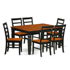 East West Furniture WEPF7-BCH-W 7 Piece Kitchen Table & Chairs Set Consist of a Rectangle Dining Room Table with Butterfly Leaf and 6 Solid Wood Seat Chairs, 42x60 Inch, Black & Cherry