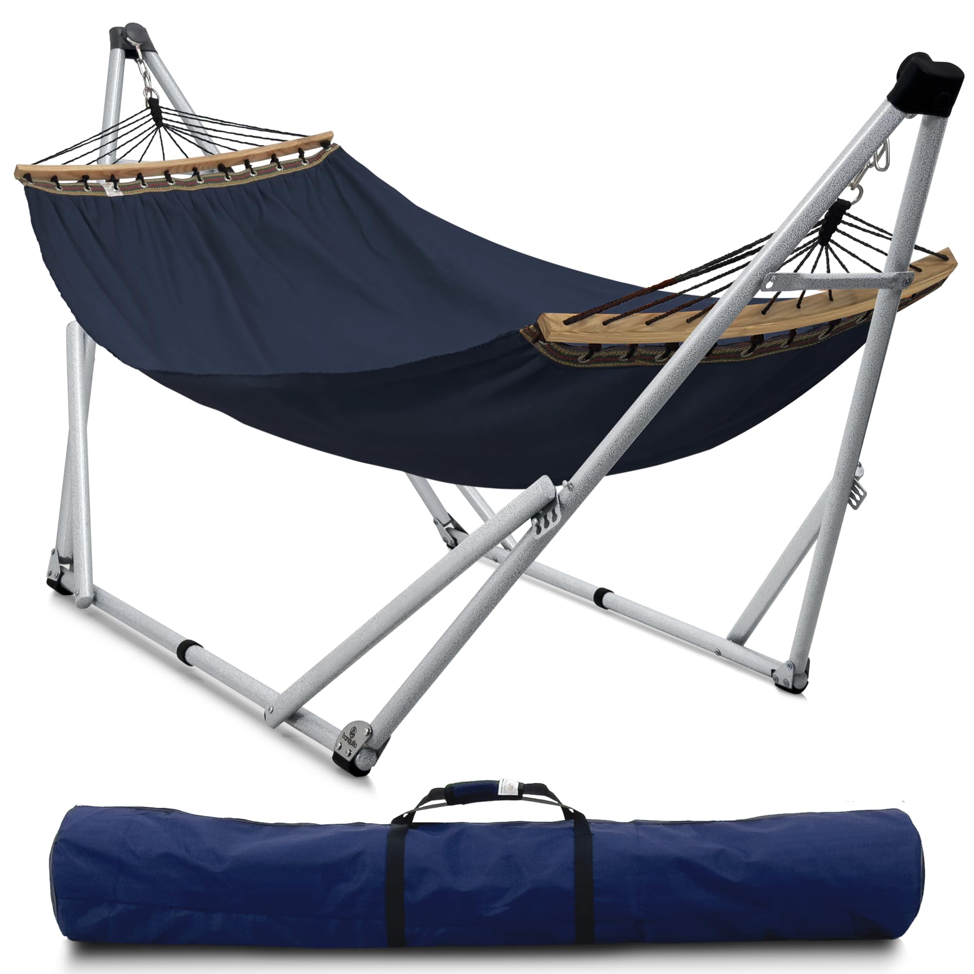 Tranquillo Ultimate Relaxation Portable Hammock Stand, Foldable Hammock Stand With Canvas Hammock, Spreader Bar, Quick Fold Unfo