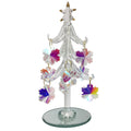 Tabletop Christmas Tree with Gold Trimmed Star - 9 Removable Iridescent Crystal Snowflake Ornaments - Mirrored Base - 6 H