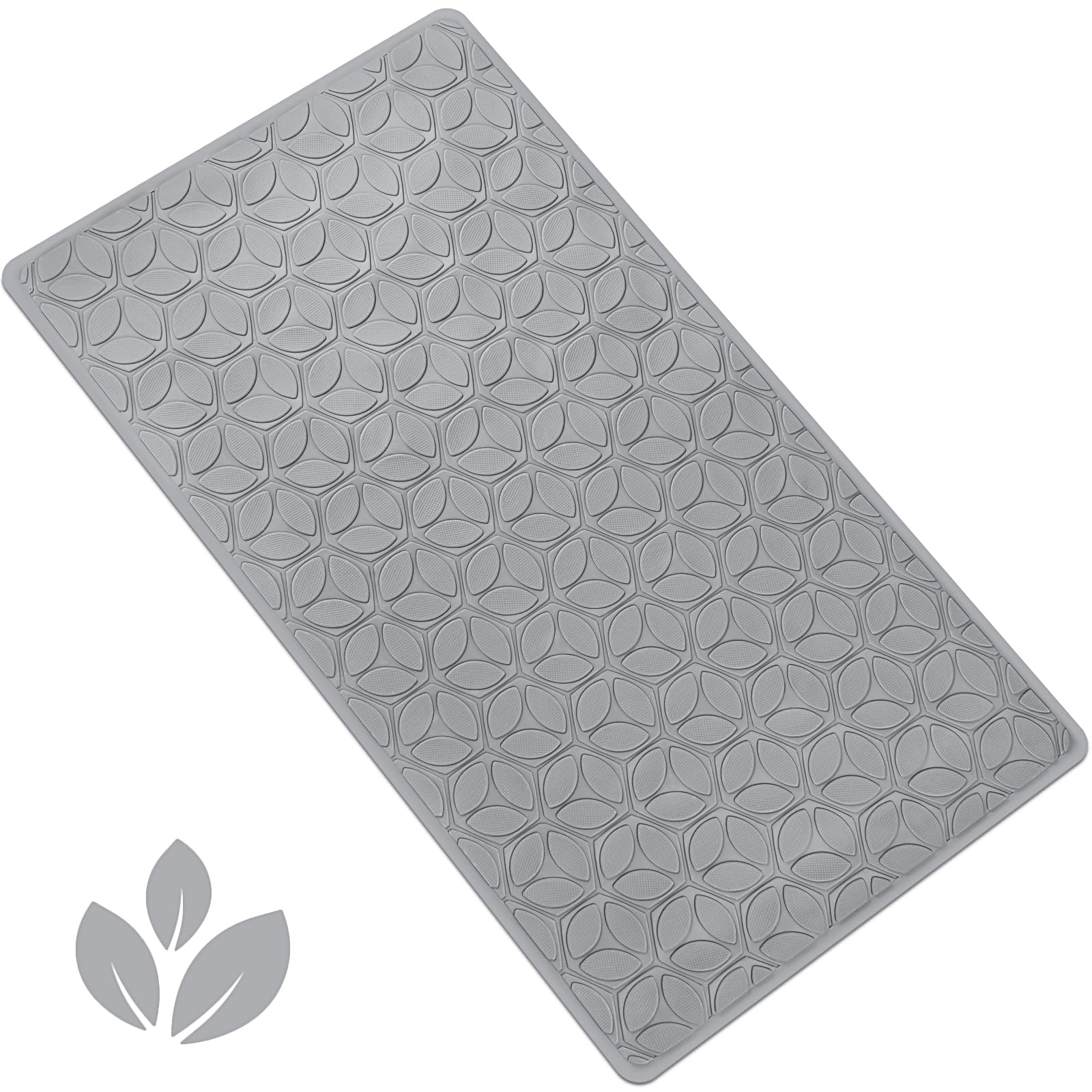 WRISIN Bathtub Mat Non Slip with Suction Cups - 100% Rubber Bathroom Mat Textured for Bath Tub Shower Safety - Soft on Touch - B