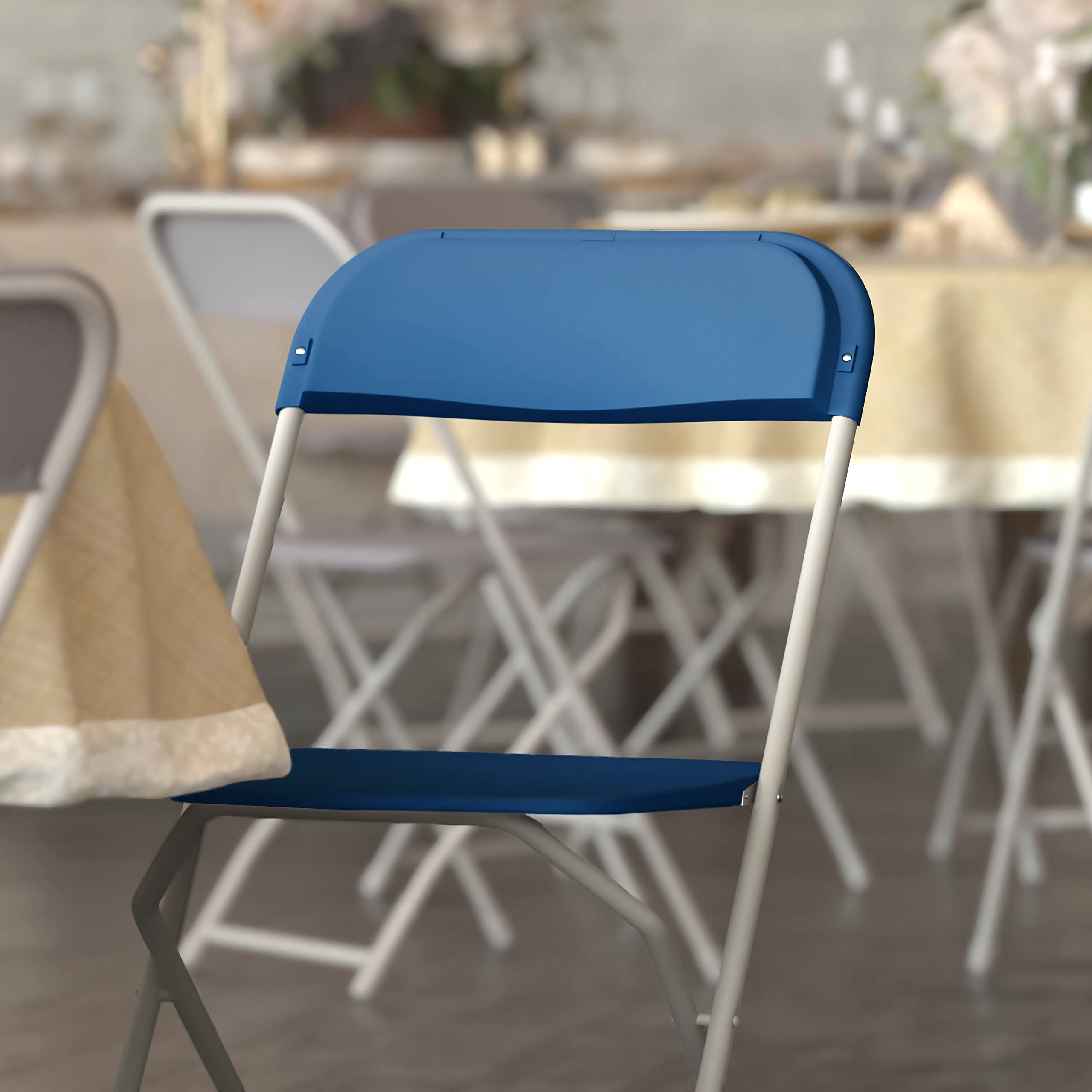 Flash Furniture Hercules™ Series Plastic Folding Chair - Blue - 4 Pack 650Lb Weight Capacity Comfortable Event Chair-Lightweight Folding Chair