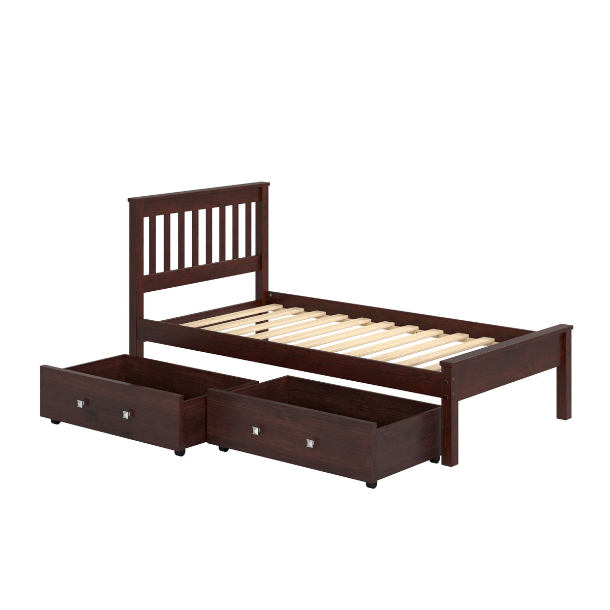 Donco Kids 500-TCP_505-CP Contempory Bed with Dual Underbed Drawers, Twin, Dark Cappuccino