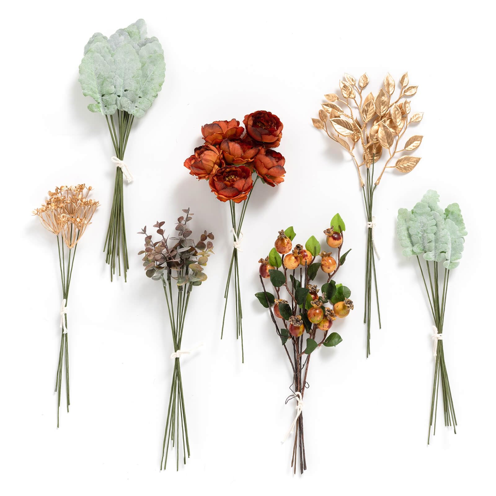 Ling's Moment Artificial Greenery Stems Box Set, 53pcs with 7 Kinds of Faux Greenery Picks for DIY Bridal Bouquets Wedding Flora