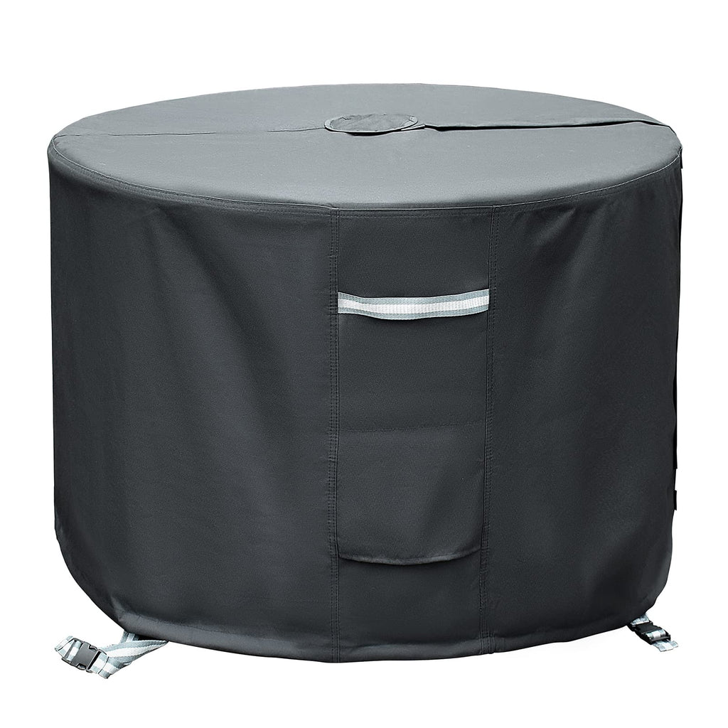 TOHONFOO Round Patio Table Cover, Heavy Duty Waterproof 600D Oxford, 36"DIA x 23"H, Black, with Umbrella Hole, Model PTC36R