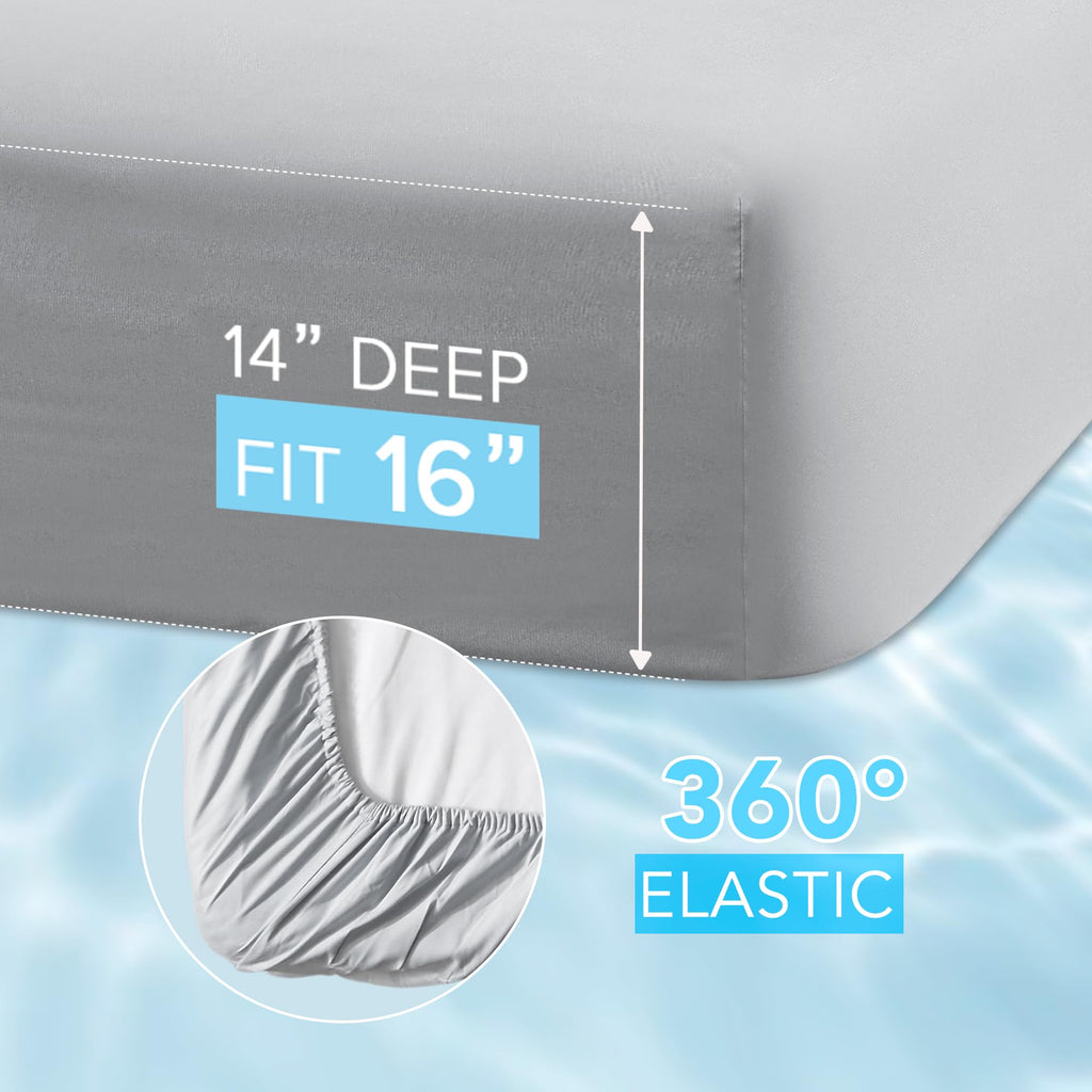 Comfort Spaces Coolmax Moisture Wicking Fitted Sheet Only Super Soft, Fade Resistant, All Elastic Deep Pocket Fits Up To 16' Mattress - Warm Weather Cooling Sheets For Night Sweats, Cal King, Grey