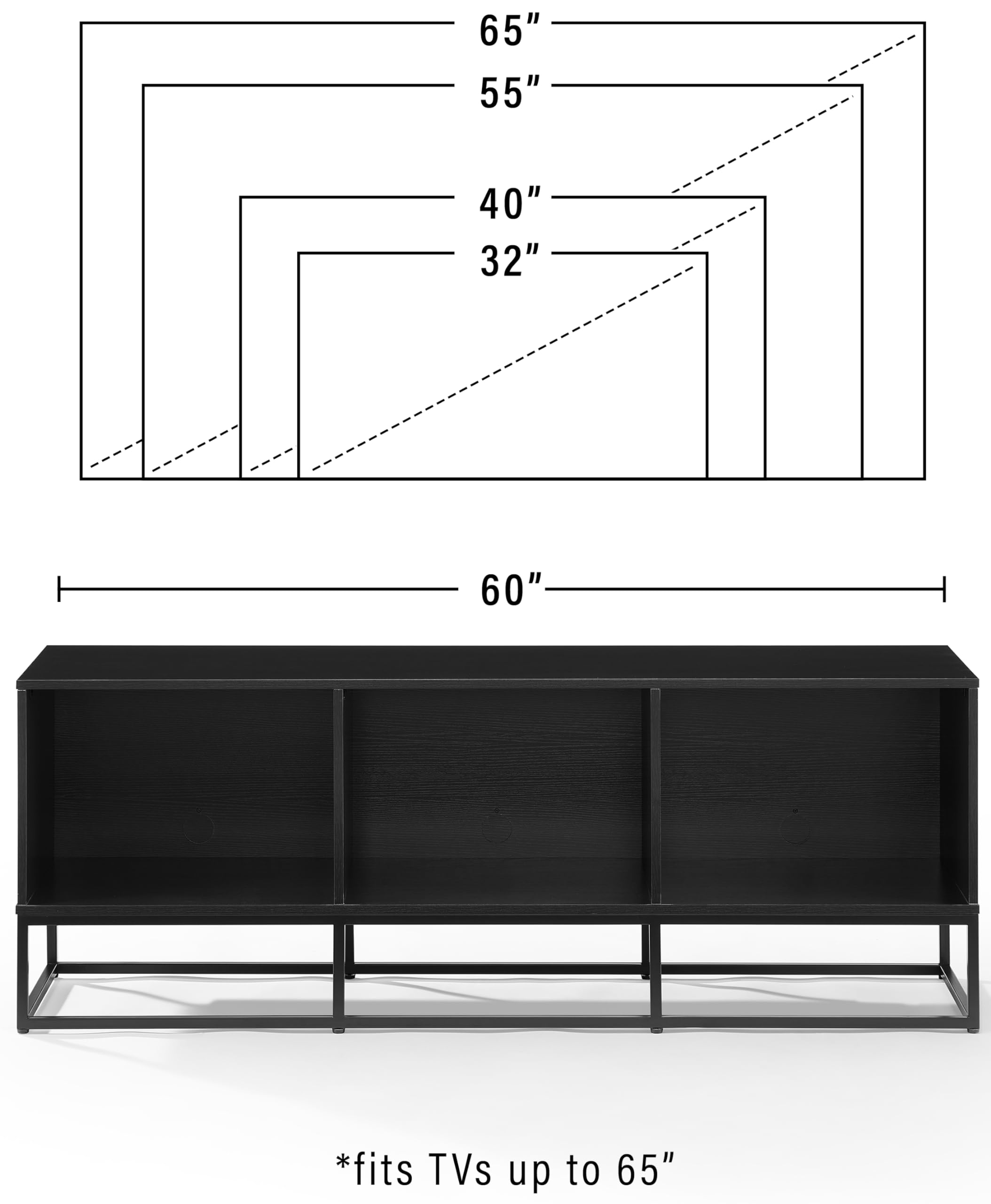 Crosley Furniture Enzo Large Vinyl Record Storage TV Stand and Entertainment Center, Media Console, Black
