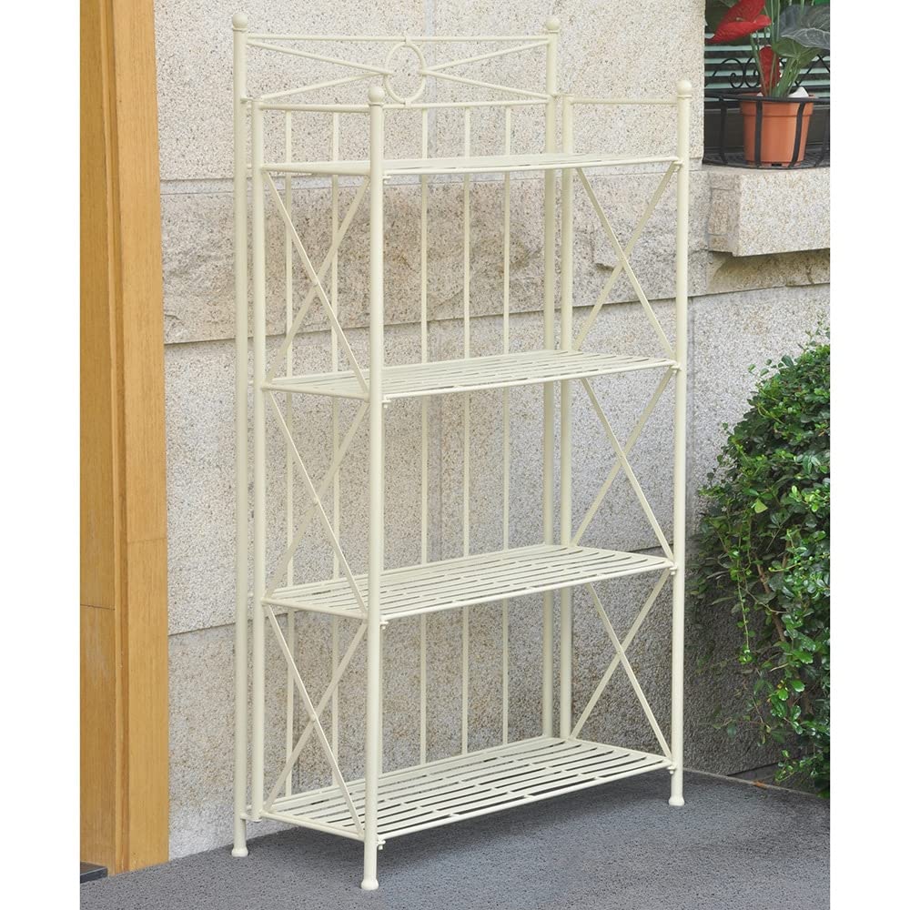 International Caravan St. Lucia Iron 4-Tier Folding Bakers Rack