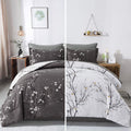 WONGS BEDDING Floral Cmomforter Set Queen,7 Pieces Bed in a Bag Comforter Reversible Flower Plum Bedding Set Queen Size(1 Comfor