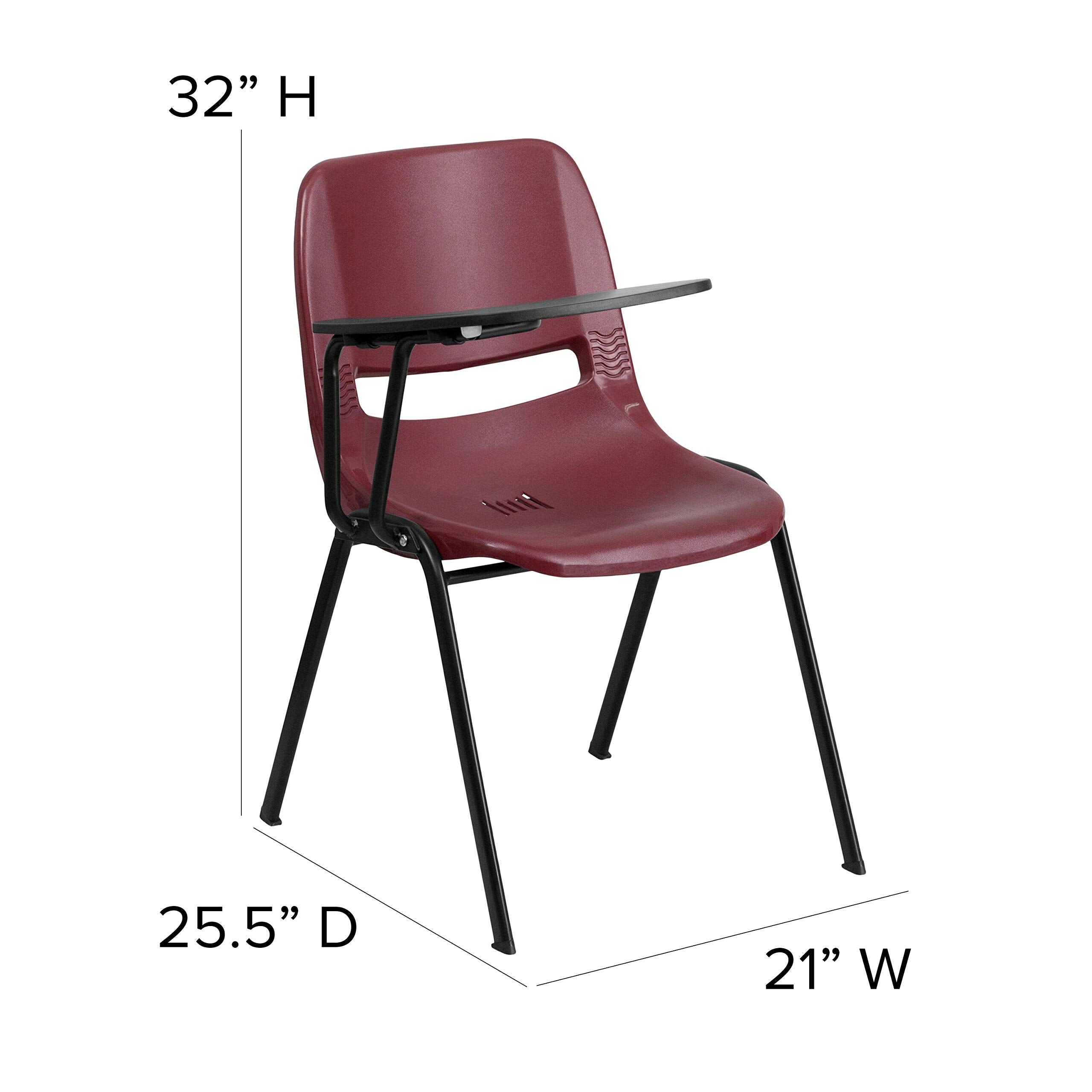 Flash Furniture HERCULES Burgundy Ergonomic Shell Chair with Right Handed Flip-Up Tablet Arm
