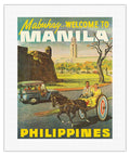 Manila Philippines - Mabuhay (Welcome) - Vintage Travel Poster c.1950s - Fine Art Rolled Canvas Print 16in x 20in
