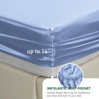 Love'S Cabin Satin King Sheet Sets - 4 Piece Sky Blue Silky Satin Sheets King Size Bed Set With Deep Pocket, Luxury Silk Feel King Size Satin Sheet Set (1 Flat Sheet,1 Fitted Sheet,2 Pillow Cases)