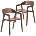 Rivo Collection Elegant Dining Chair in Dark Walnut Color Wood - Set of 2
