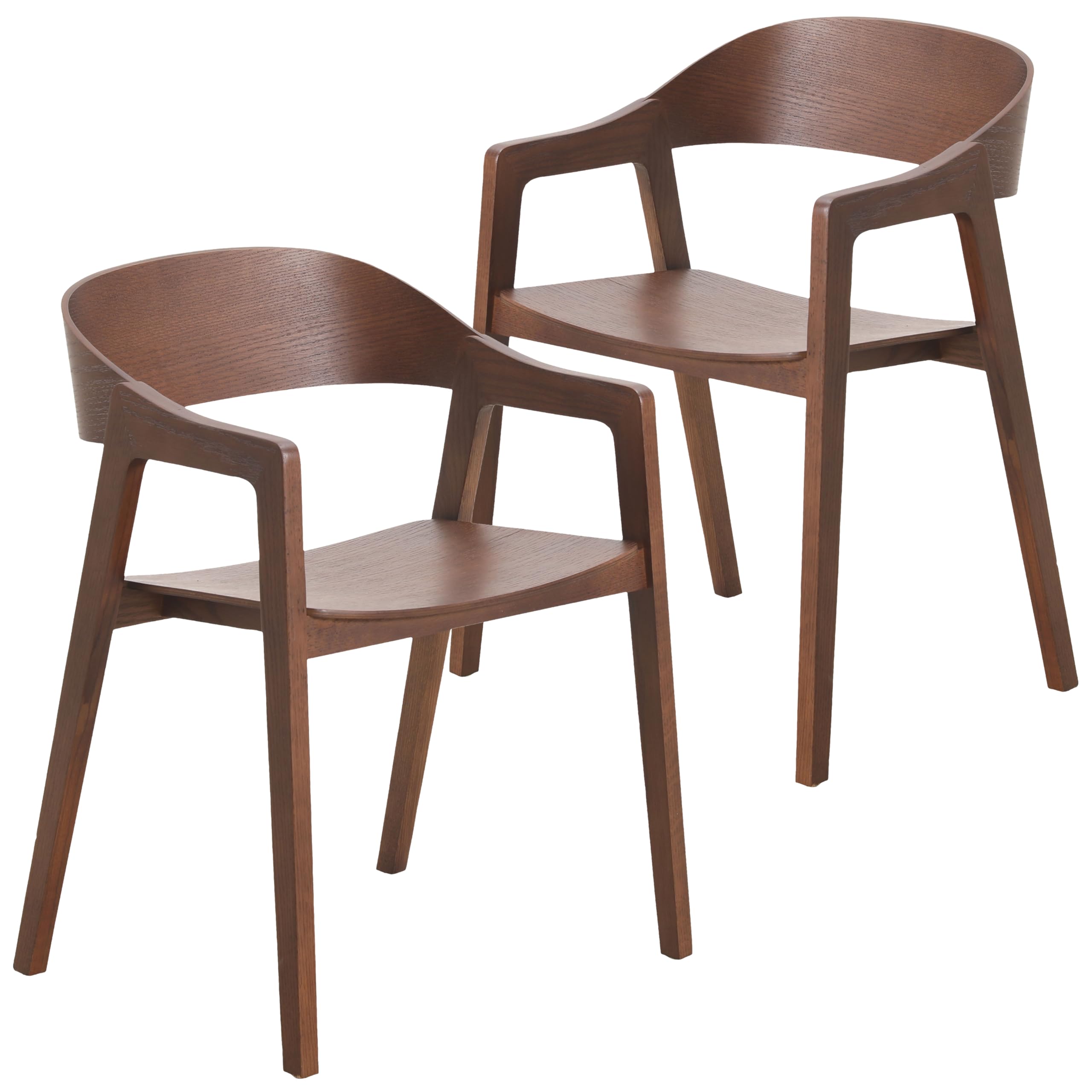 Rivo Collection Elegant Dining Chair in Dark Walnut Color Wood - Set of 2