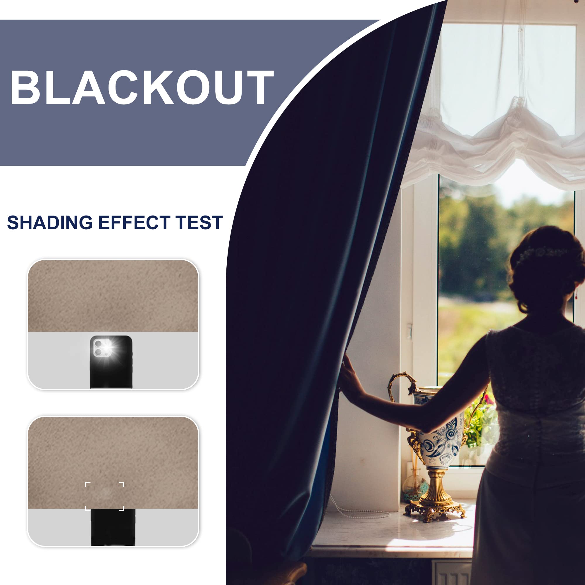 Jiuzhen Blackout Curtains For Bedroom - Thermal Insulated Room Darkening Noise Reducing, 52 X 63 Inch Length Curtains For Living Room, Set Of 2 Panels With Tiebacks, Camel