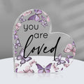 Yulejo Inspirational Butterfly Gift You Are Loved Decor Acrylic Heart Shaped Keepsake with Rustic Butterflies for Employee Appre
