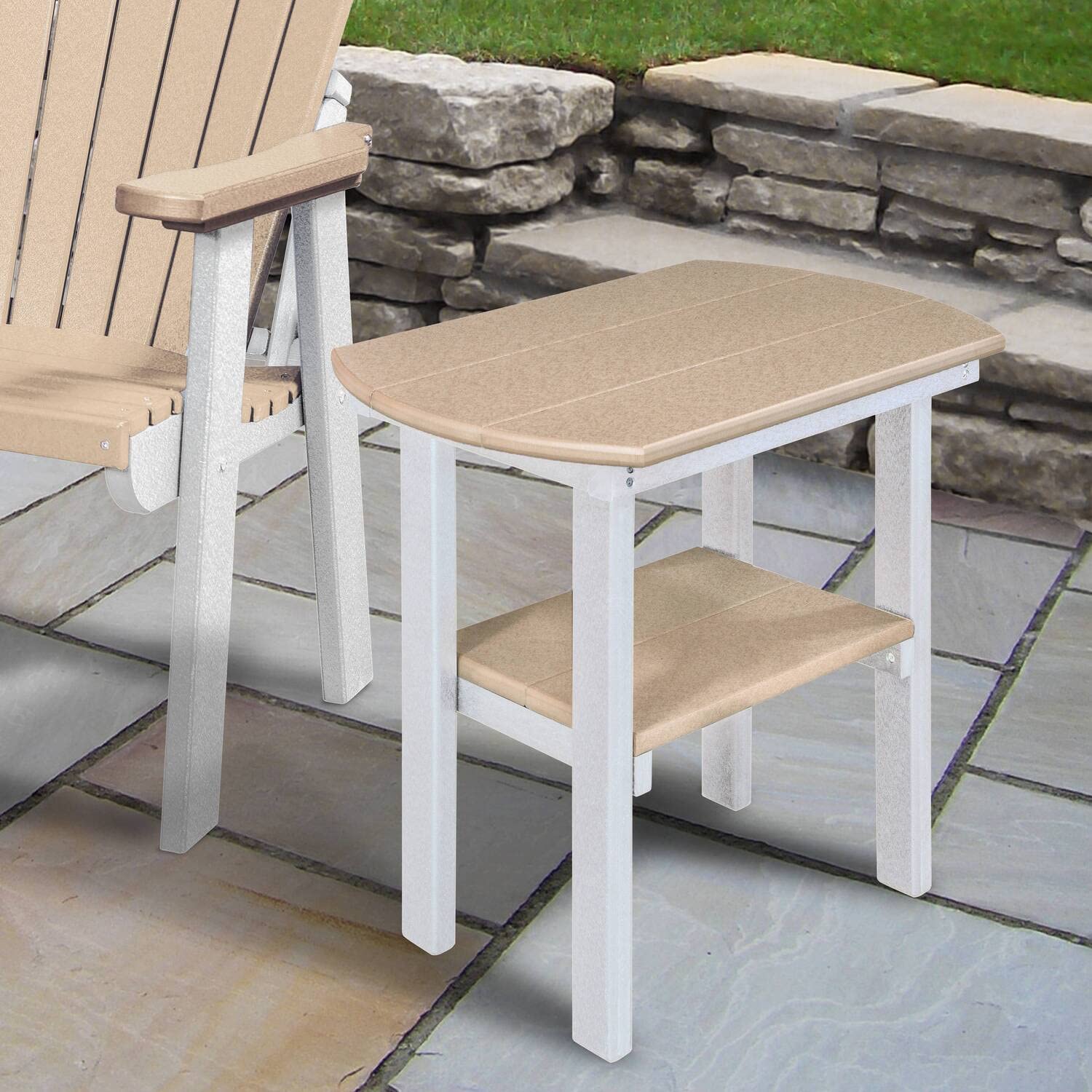 American Furniture Classics 525WWWT Oval End Table, Weatherwood and White