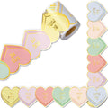 Whaline 32.8Ft Valentine'S Day 3D Heart Bulletin Board Borders Creative Colorful Gold Foil Heart Die-Cut Border Trim For Valenti