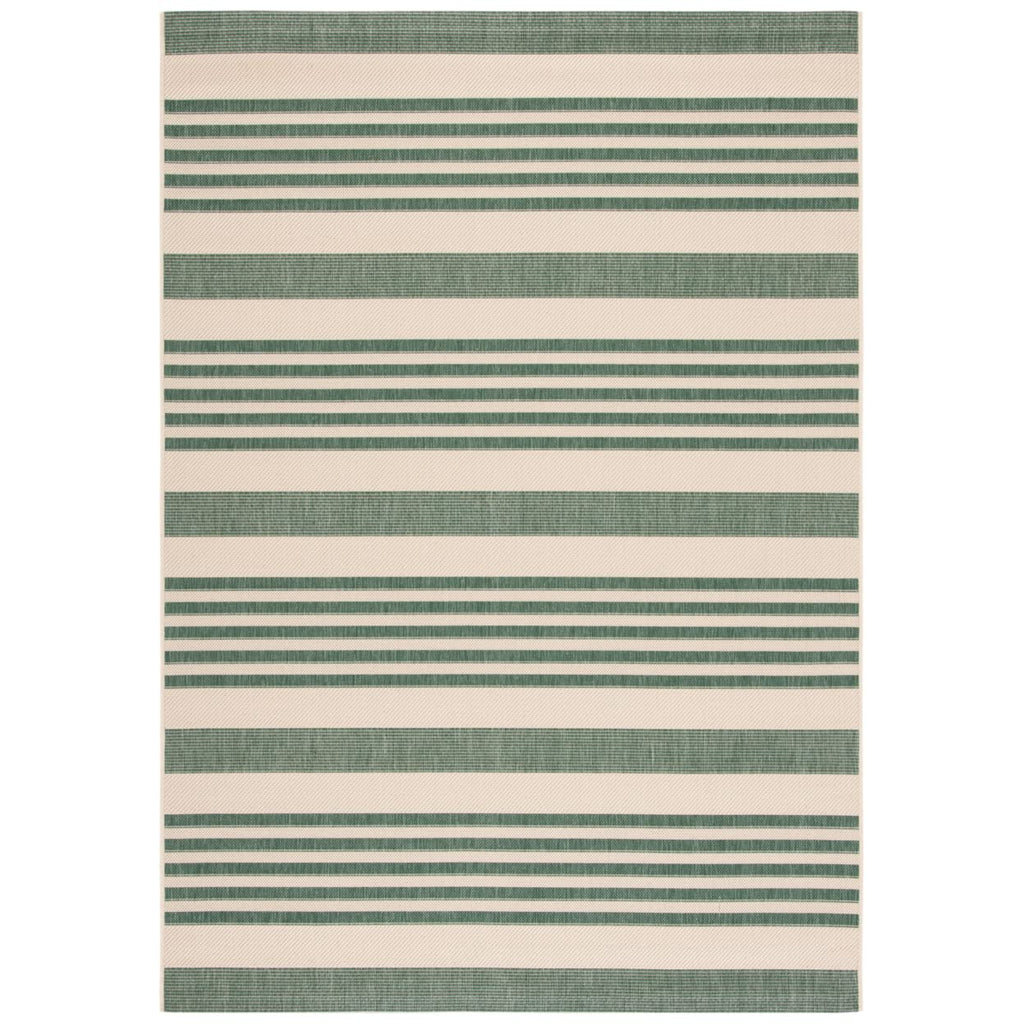SAFAVIEH Courtyard Collection 6'7'' x 9'6'' Beige/Dark Green CY6062 Stripe Indoor/ Outside Waterproof Easy cleansingPatio Backya