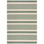 SAFAVIEH Courtyard Collection Area Rug - 5'3'' x 7'7'', Beige & Dark Green, Stripe Design, Non-Shedding & Easy Care, Indoor/Outd